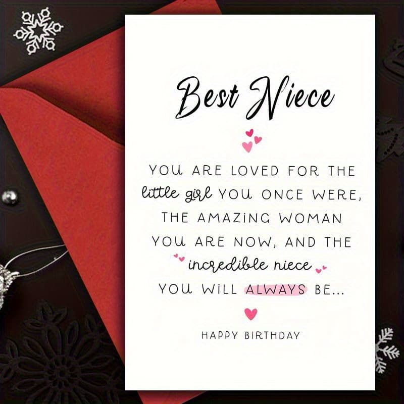 TEMU 1pc Niece Birthday Card - Cute & Aunt-niece With Personalizable Message Space Suitable For Niece' - Perfect Gift From Aunt Or Uncle
