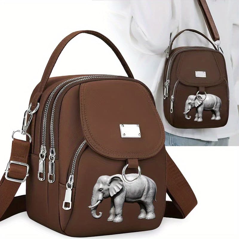 TEMU 1pc Modern Carved Elephant Pattern Portable Travel Handbag Crossbody Bag Casual Fun Bag Single Shoulder Outdoor Crossbody Bag Versatile Neutral Bag Phone Bag Casual