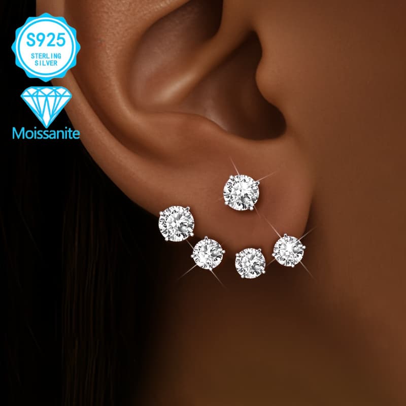 TEMU Ejg - , 925 Silver, Women's Fashionable Colorful Moissanite Earrings, -style Earrings, , Cute And Delicate, , As Gifts At Christmas | Festivals, In Parties, Daily Occasions, Hypoal