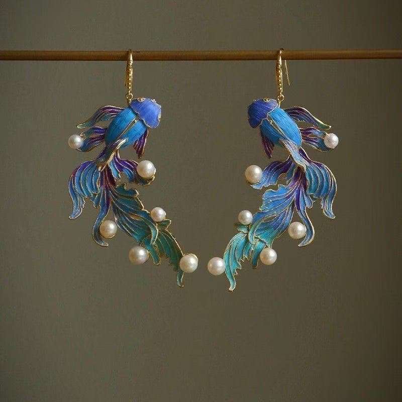 TEMU Set Of 2 Vintage Koi Premium Women's Fashion Earrings