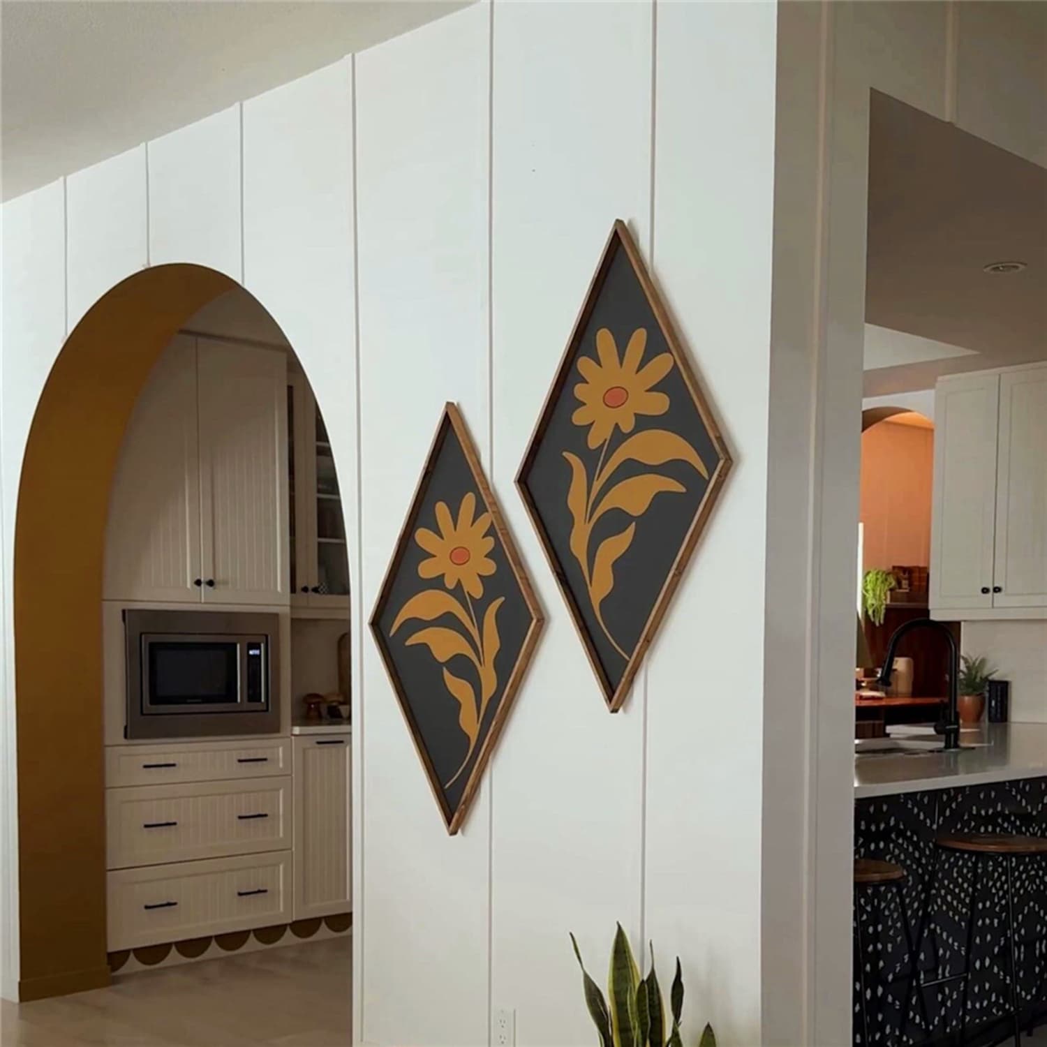 TEMU 2 Pieces Of Vintage Wall Decor Featuring Wooden Frames With Diamond-shaped Bohemian Floral Designs, Ideal For A For Family Bathroom, Bedroom, Or Living Room