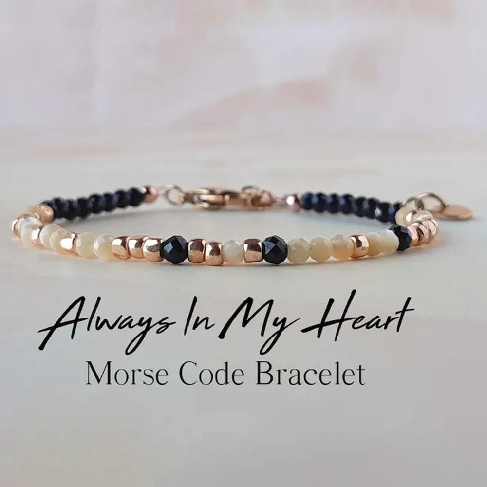 TEMU In My Heart Code Bracelet - Black Natural Stone & Beaded Elegant Jewelry Gift For Women, Casual Attire Or Special Occasions, Gift For Her | | Natural Stone Beads