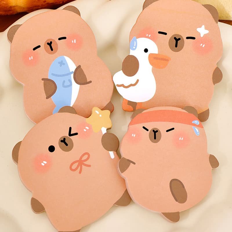 TEMU 240pcs Creative Shaped Sticky Notes, Suitable For Stationery, Message Notes, Capybara Shaped Sticky Notes Memo Pad
