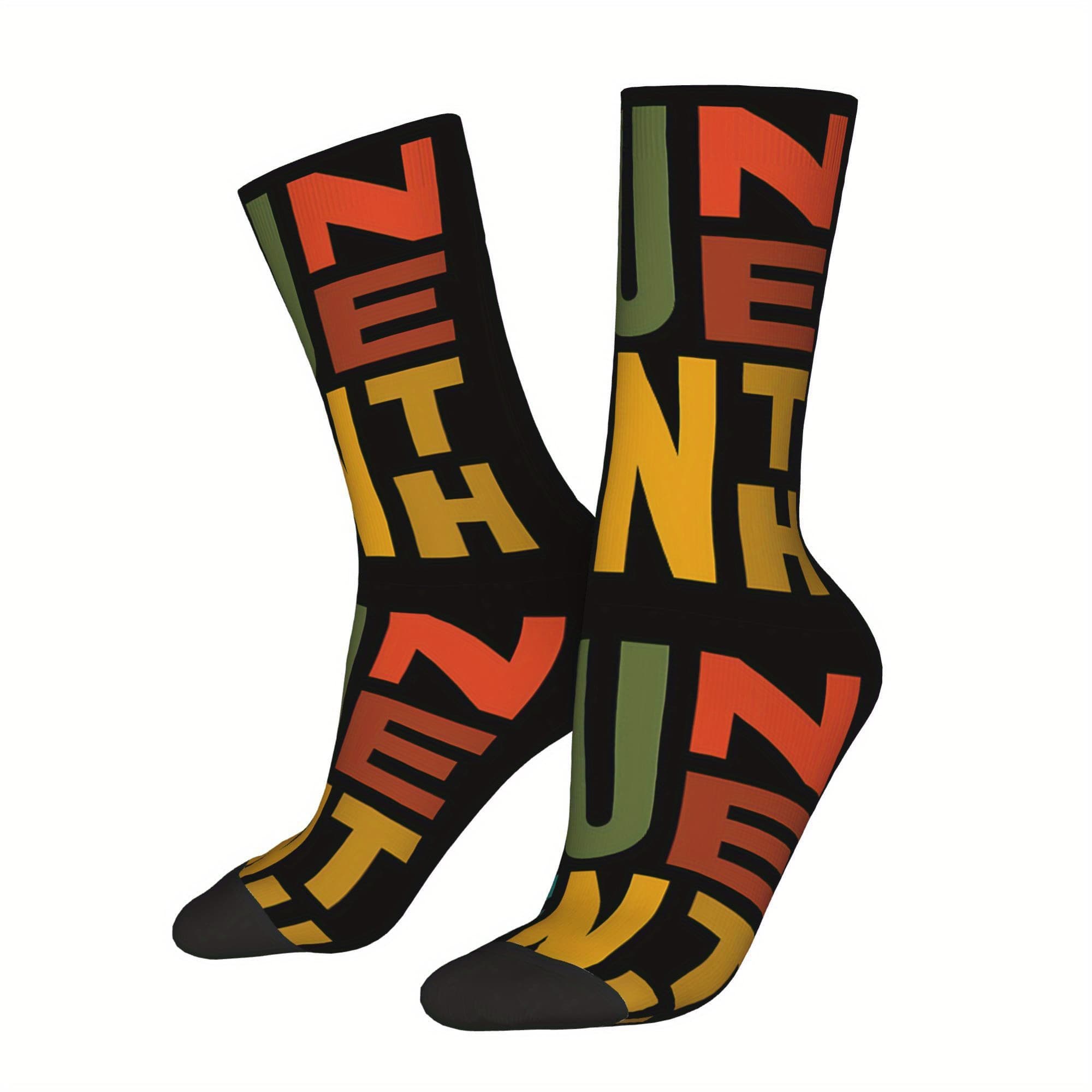 TEMU Novelty Crew Socks For Men Featuring A Cool Juneteenth Design