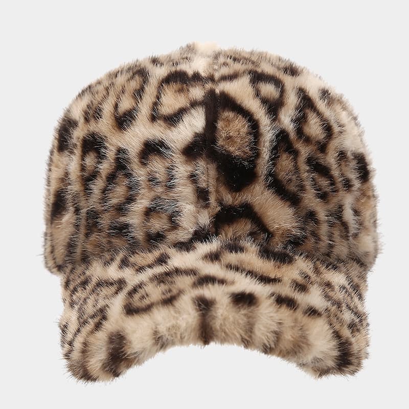 TEMU Europe And America Thick Warm Leopard Plush Autumn And Winter Outdoor Street Baseball