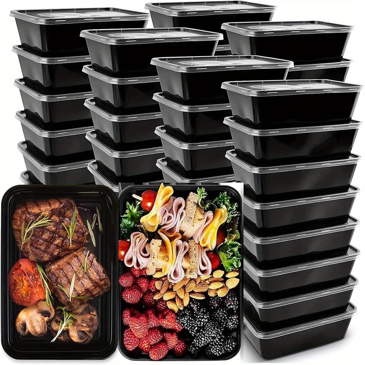 TEMU 50-pack Meal Prep Containers, 28 Oz Microwavable Reusable Food Containers With Lids For Food Prepping, Disposable Lunch Boxes, Plastic Food Boxes- Stackable, Freezer Dishwasher Healthy