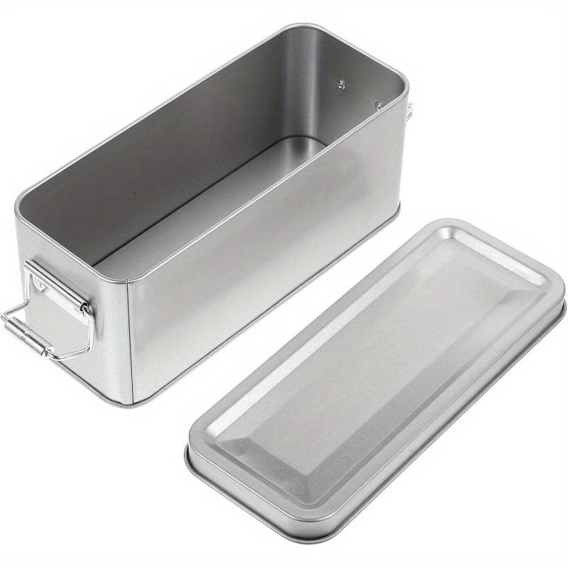 TEMU Style Silvery Container With Lid, Rectangular Container With Lock, Suitable For Household Item Storage And Outdoor Portable Travel