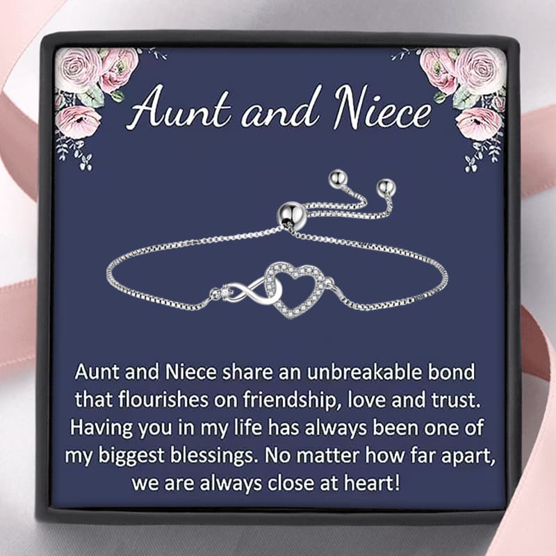 TEMU Heart Bracelet For Aunt And Niece, Complete With Card And Box, Perfect For Birthday Or Christmas Gifts