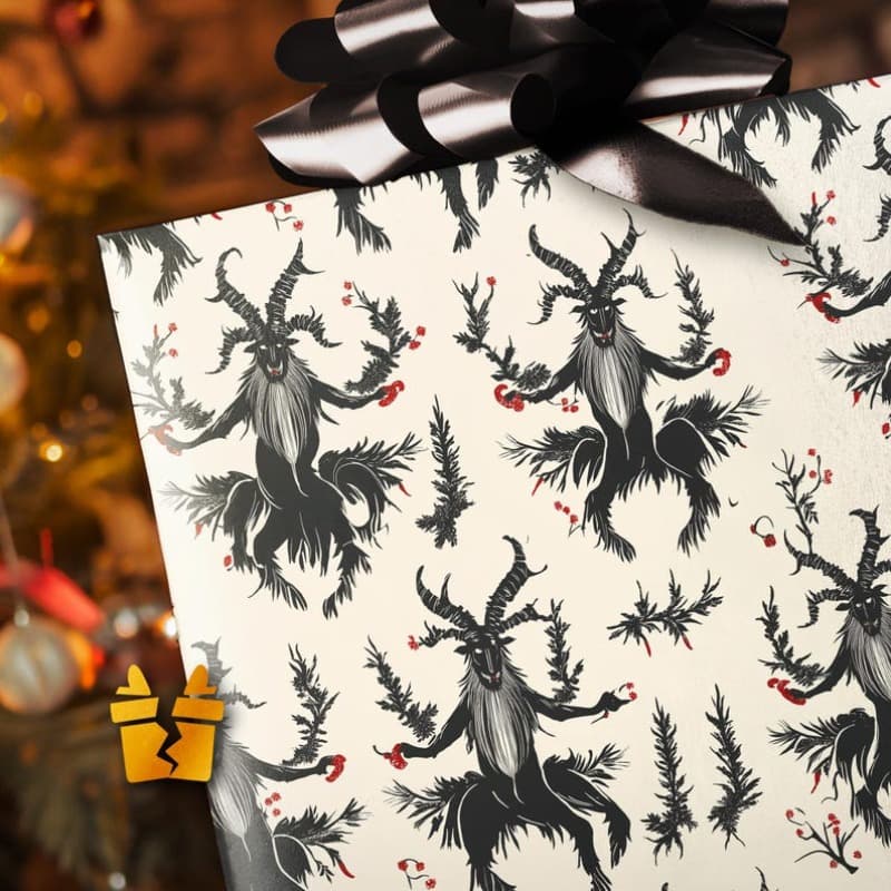 TEMU 1 Roll Large Christmas Wrapping Paper - Extra Wide 58"x23" Vintage Holiday Gift Wrap Roll With & -never-jaylined Demons, Pp Polypropylene For Birthdays, Xmas Parties, For Gift Supplies