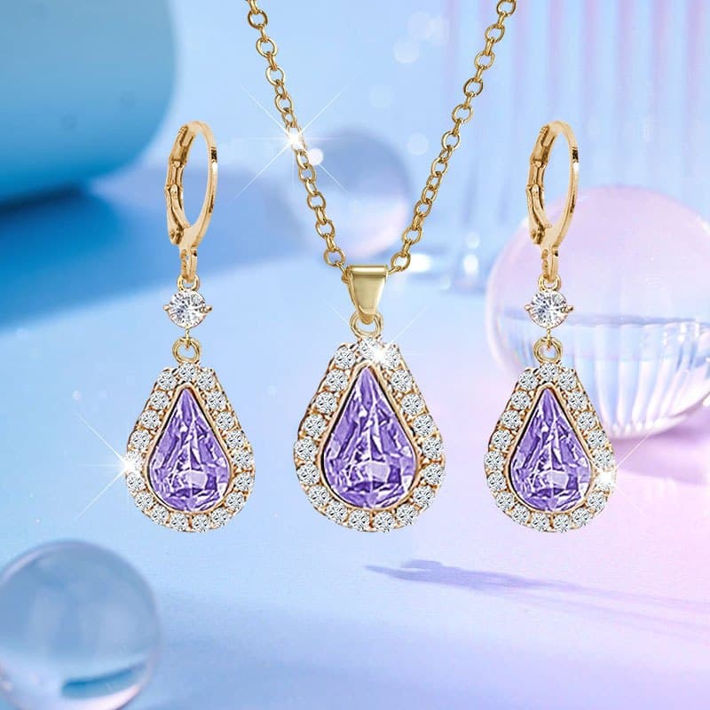 TEMU 3pcs Luxurious Water Drop Simple Shining Fashion Earrings Necklace Party Commemorative Jewelry Exquisite Christmas Birthday Gift