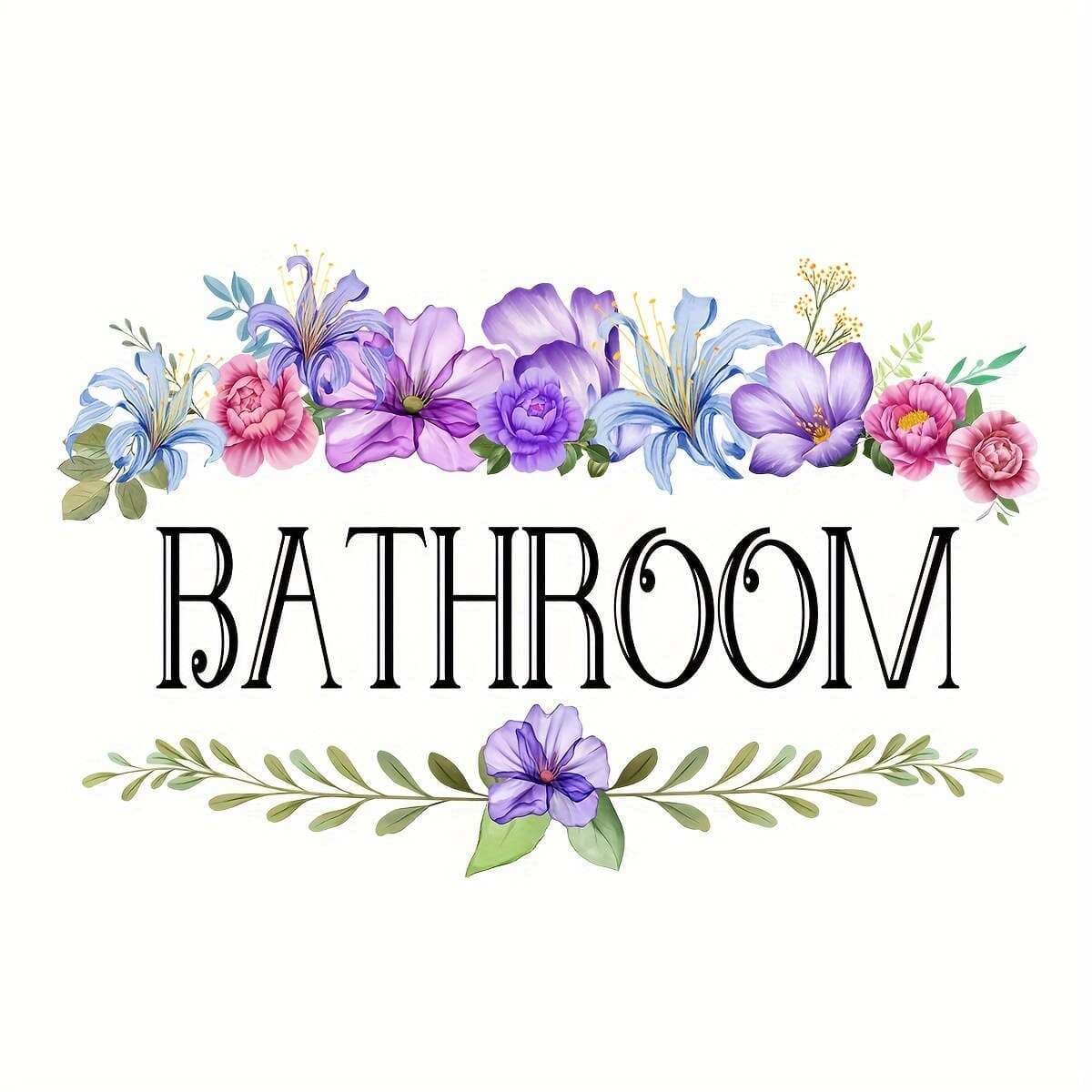 TEMU Chic Floral Self-adhesive Wall Decals - Vinyl Stickers For Bathroom & Door Decor, Accent
