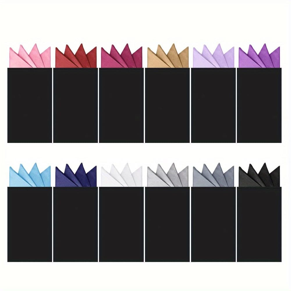TEMU Men's Prefolded Suit Pocket Squares Men' Squares Men's Squares Premium Material Soft And Smooth Multipurpose Handkerchief Squares Suitable For Indoor And Outdoor Occasions 12pcs