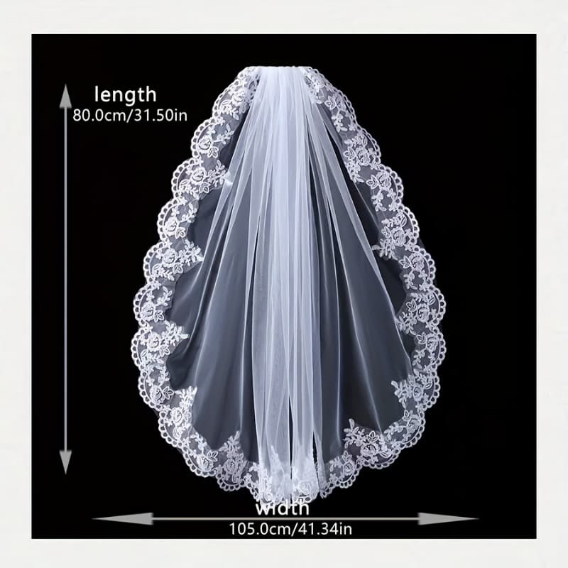 TEMU A Single-layer Veil With Ruffles In A French Style, Designed For Brides, Complete With A Hair Comb, Perfect For Wedding And As An Accessory For New Wedding Gowns