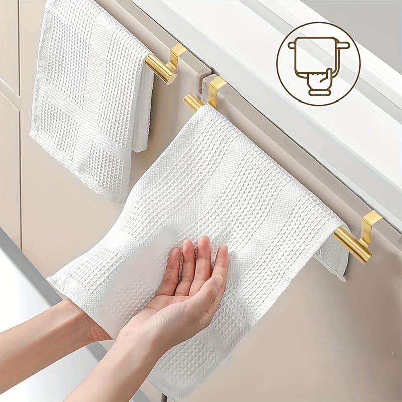 TEMU 1pc Modern Stainless Steel Towel Bar-, No Punching, Anti-rust, Single Rod For Shower Door Cabinet-wall Mounted Towel Rack Accessories