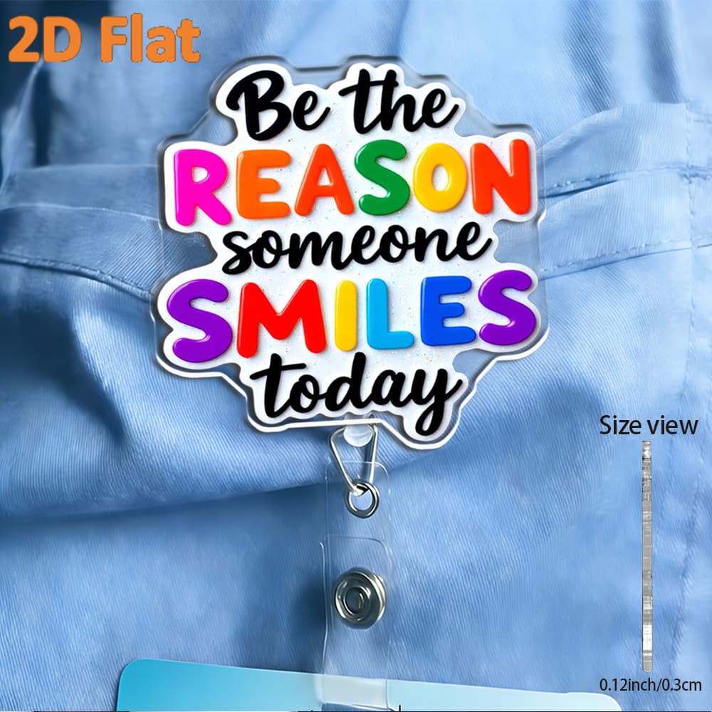 TEMU 2d Cute And Humorous Acrylic Id Badge Holder With A Retractable Reel Featuring , Perfect For The Office And As A Gift For Valentine's Day Or Easter