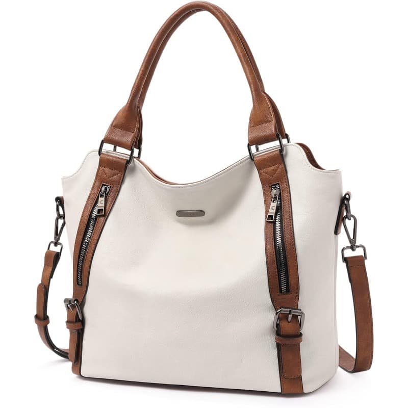 TEMU Genuine Leather Hobo Bag Large Capacity Tote & Crossbody With Adjustable & Detachable Strap, Zipper Closure Handbag Suitable For, Travel, Shopping -