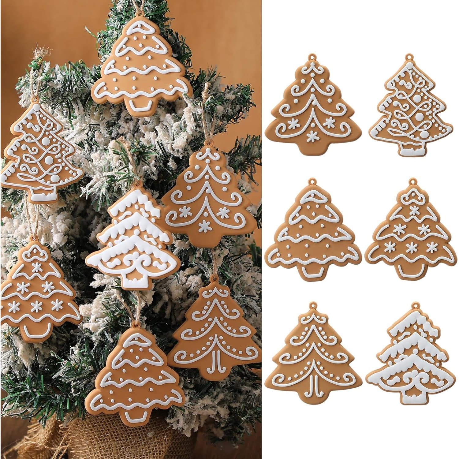 TEMU 18pcs Gingerbread Christmas Tree Decorations, Gingerbread Hanging Ornaments, Wooden Christmas Tree Ropes, Christmas Decorations, Winter Wooden Crafts Pendants, Pendants