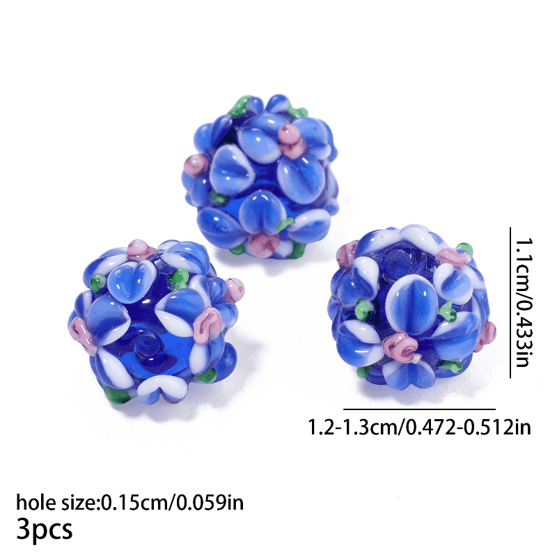 TEMU A Collection Of Beautiful Hydrangea Patterned Glass Beads Featuring A 1.5mm Straight Hole, Perfect For For Charm Jewelry Such As Bracelets And Necklaces, An To