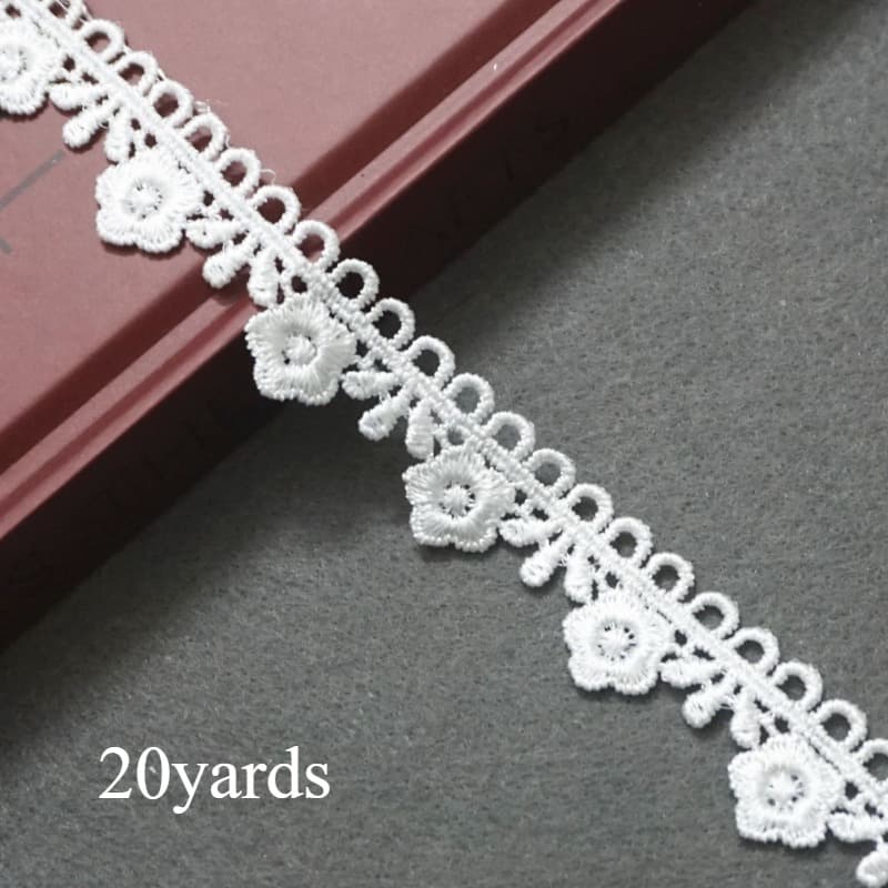 TEMU 20 Yards 2.2cm Polyester Lace Trim Clothing Accessory Lace White