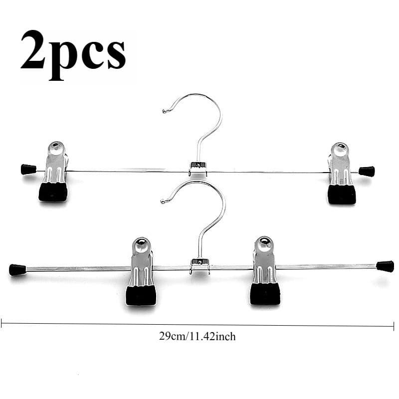 TEMU 2pcs Set Of Multifunctional Stainless Steel Skirt And Pants Hangers| Seamless Anti-slip Design, Suitable For Dormitories, With A Painted Finish