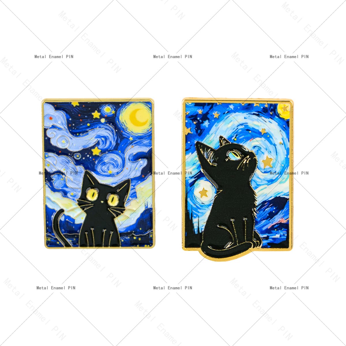 TEMU 2pcs/set Van Style Cat Lapel Enamel Pins And Brooches Badge Pins For Backpacks Bags Backpack Cool Decoration Friend For Gifts