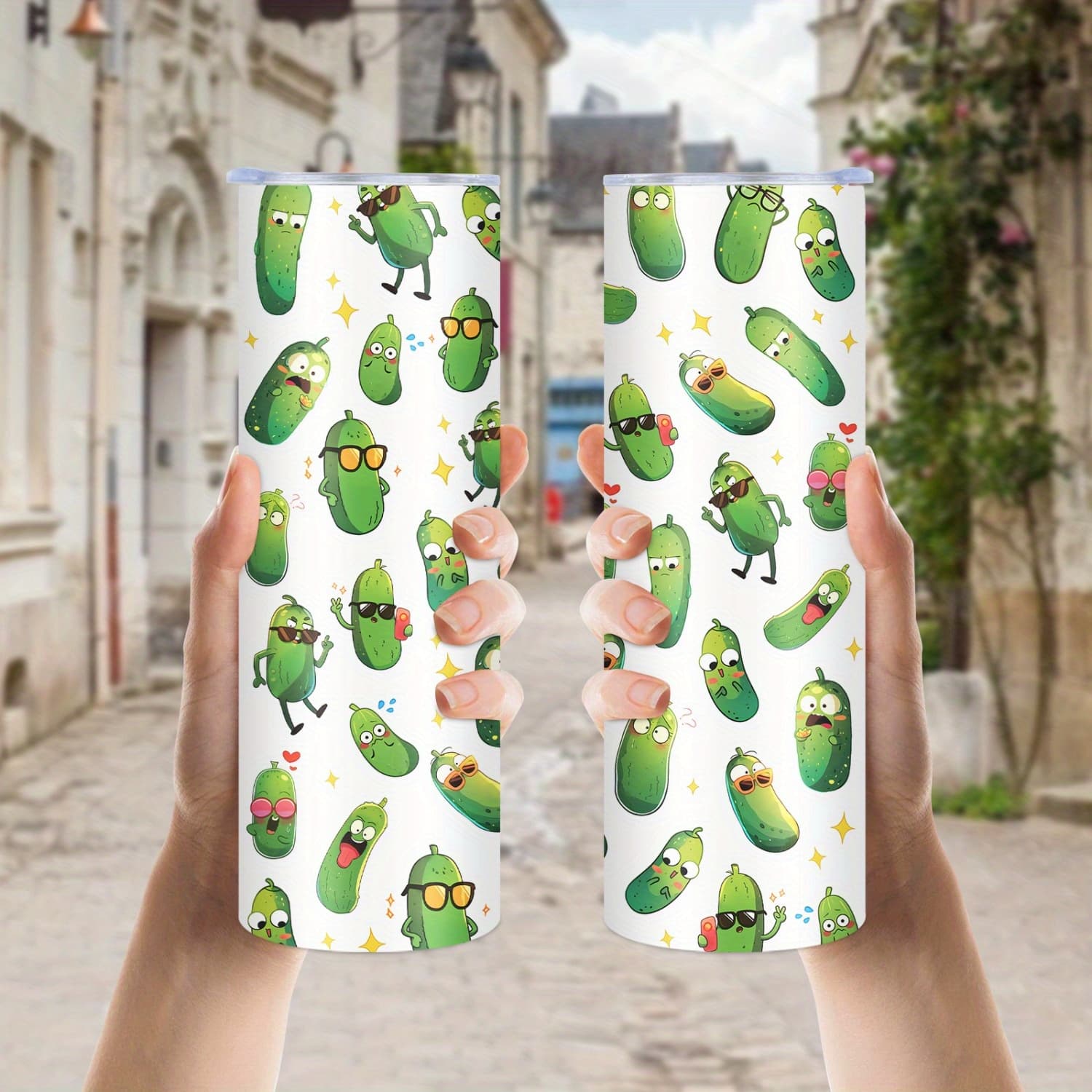 TEMU 20-ounce Insulated Stainless Steel Tumbler Featuring A Pickle Design, Made From 304 Stainless Steel, Designed To The Temperature Of Beverages, Perfect For Home, Travel, And Outdoor Activities