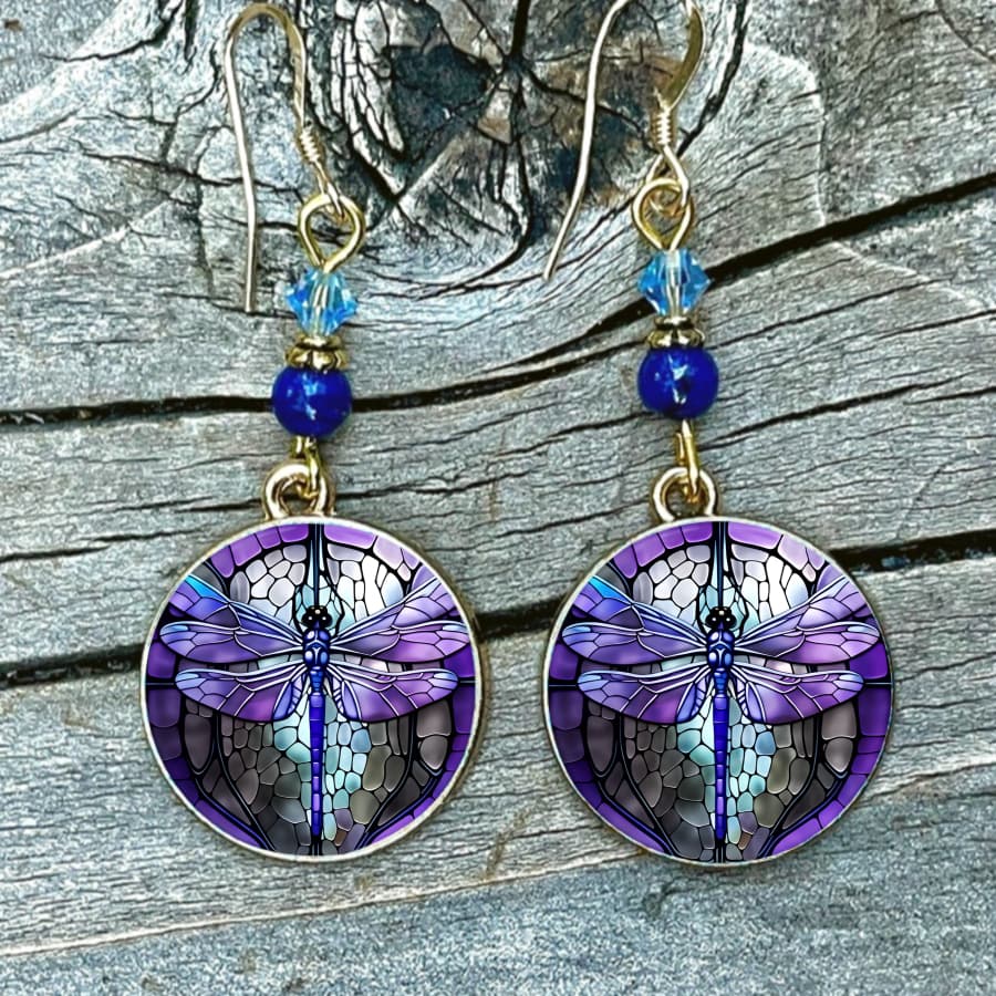 TEMU Unique Dragonfly Earrings Made Of Stained Glass, Perfect For . Artistic Pendant Earrings Are Great As Gifts For Christmas, Valentine's Day, Or Any Occasion Throughout