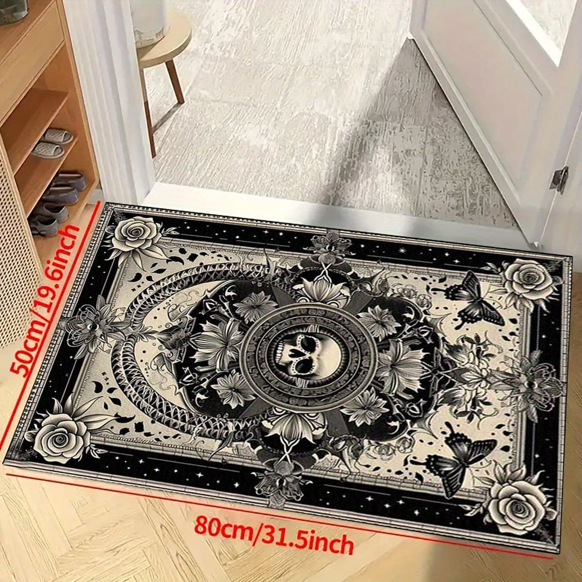 TEMU Retro Floral And Moth Design Non-slip Doormat Suitable For Outdoor Use, Perfect As A Yoga Mat Or Decorative Carpet For Bedrooms, Living Rooms, Dorms, And . A Great Holiday Gift Made Of 800g Per