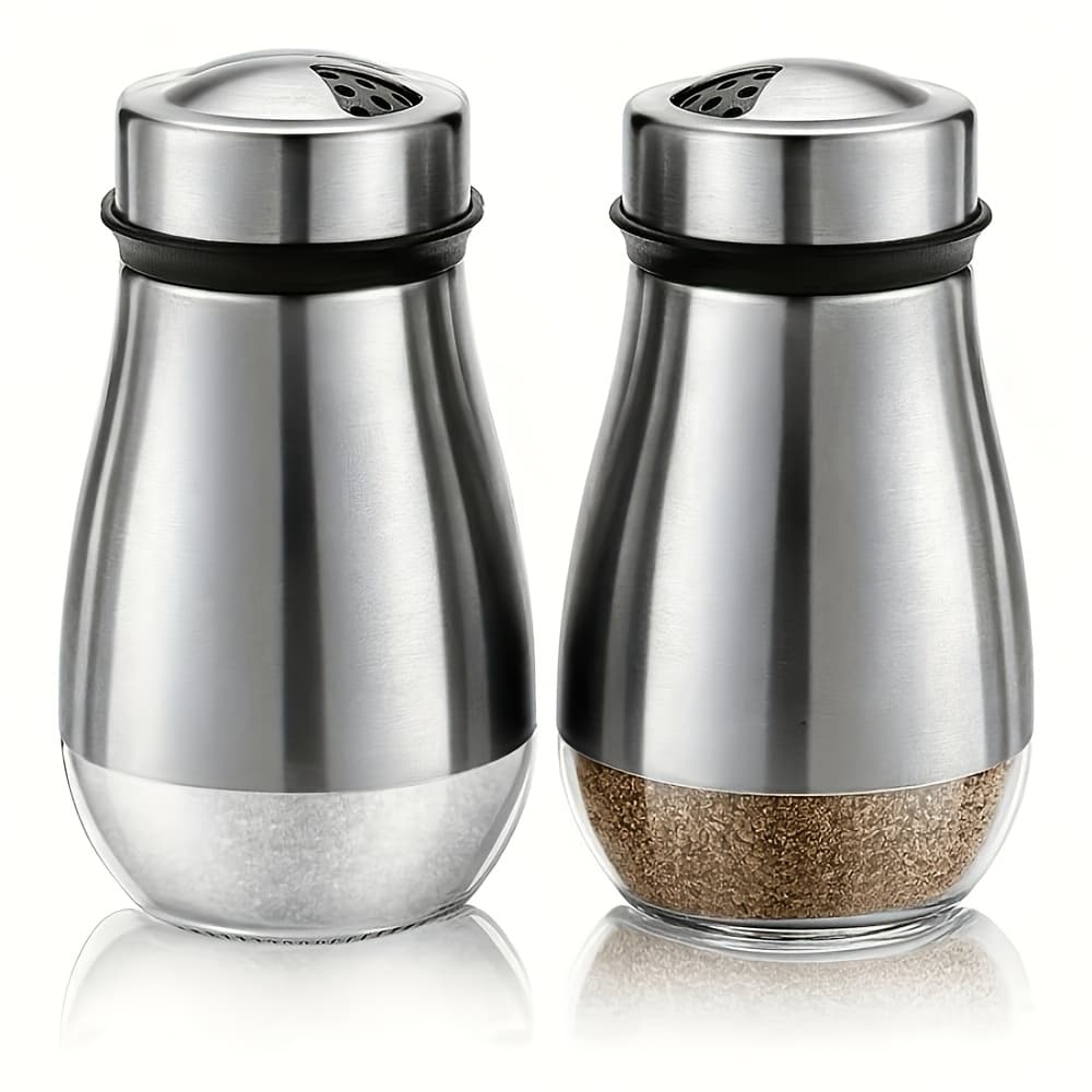 TEMU 2pcs Adjustable Dispensing Hole Salt And Pepper Shakers, Suitable For Kitchen And Restaurant Use