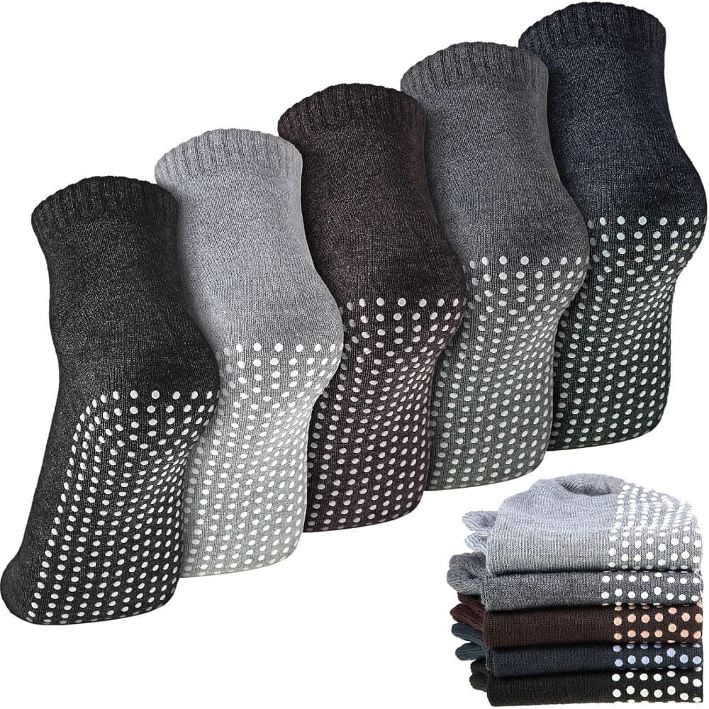 TEMU 5 Pairs Unisex Non-slip Socks Slipper Barre Socks For Yoga Pilates Barre Home Workout