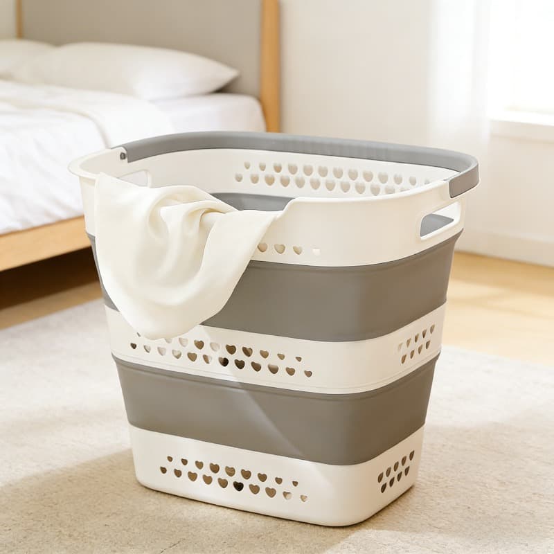 TEMU Foldable Laundry Basket, 43-liter (11.5 Gallons) Foldable Plastic Laundry Basket (with Handle), Pop-up Storage Container, Storage Box, Laundry Basket, Space-saving, Durable, Laundry Baskets