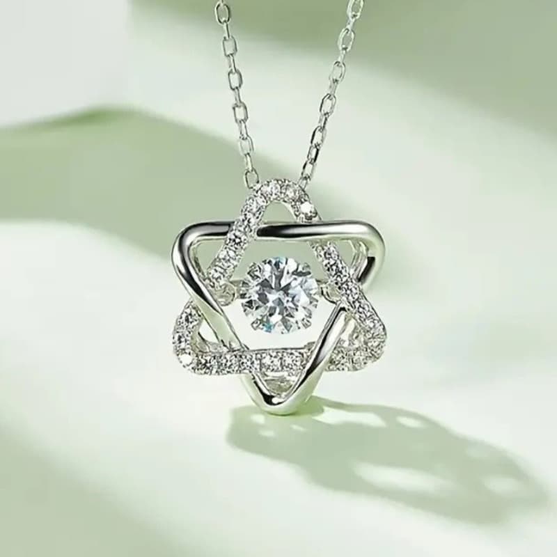 TEMU 1pc Women's Fashion Pendant Necklace, Easy Exquisite Inlaid Sparkling Synthetic Zirconia Hexagonal Star Necklace Women' Party Vacation Accessory Perfect Gift