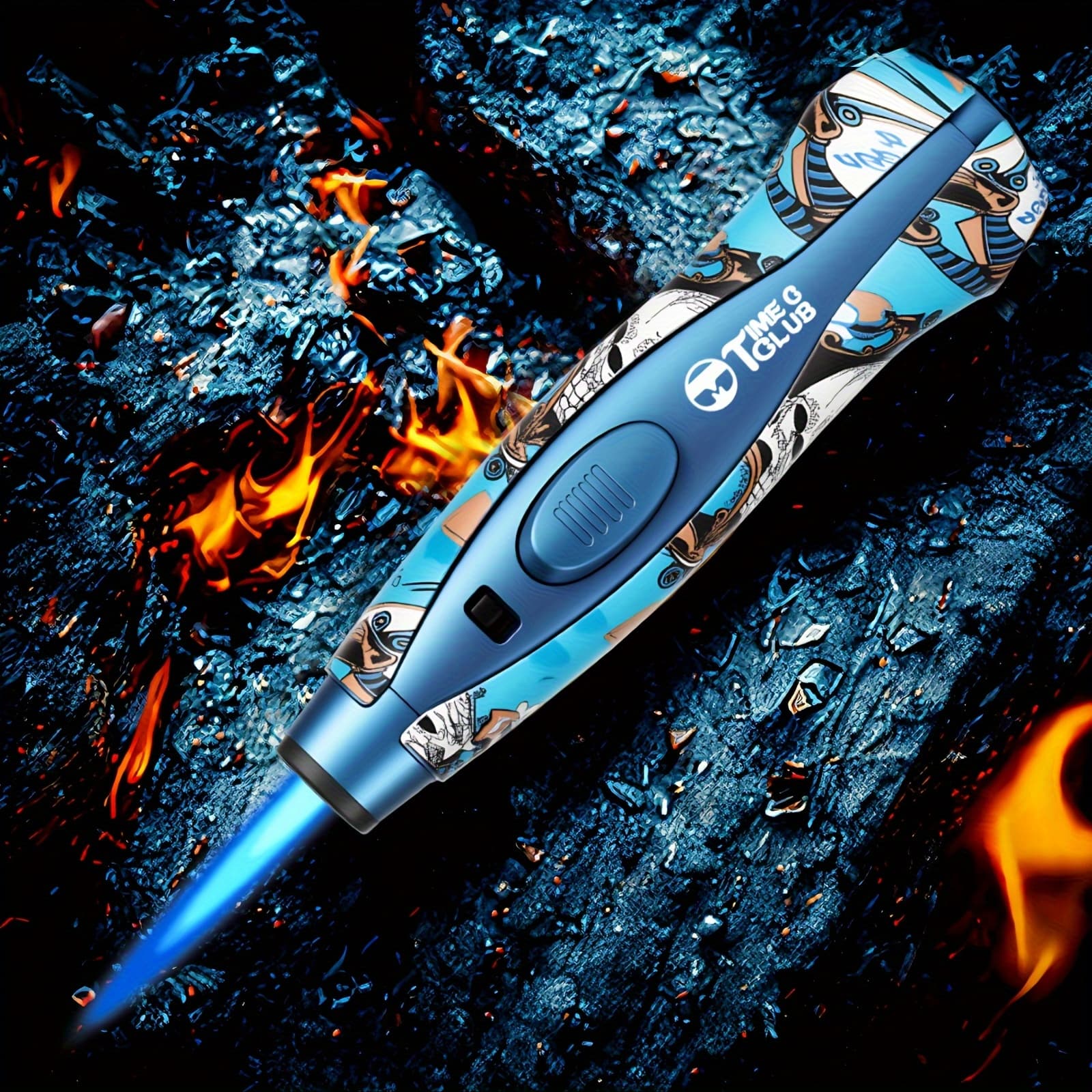 TEMU Cooking Torch With High Temperature Flame, Butane With Lock Switch And Safety Lock, , Extra Long Flame For Bbq, Outdoor Camping, (butane Gas Not Included)