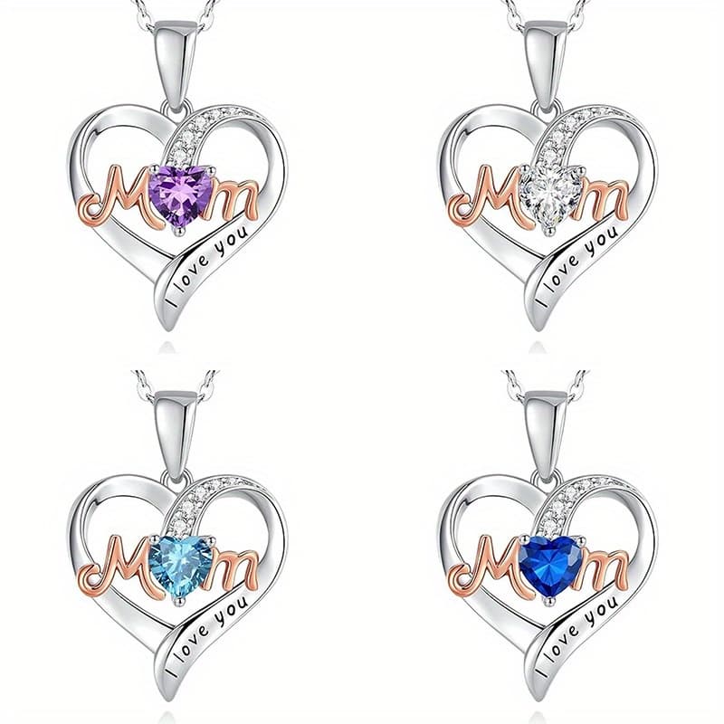 TEMU 4pcs/set Elegant And Fashionable Love Mom I Love You Pendant Necklace Valentine's Day Anniversary Gift Birthday Party Jewelry Day Gift