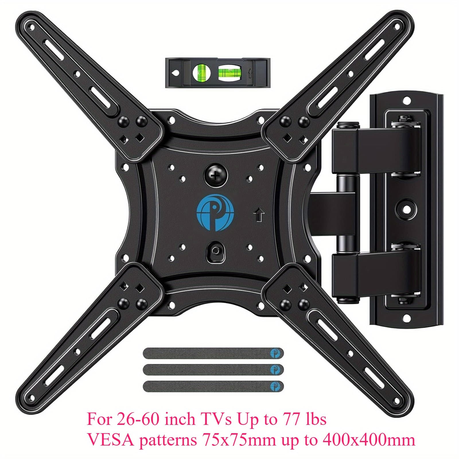 TEMU Tv Hanger Tv Wall Mount, Tv Wall Bracket For 37-75 Inch Tvs, Dual Articulated , Swivel And Tilt, Max Vesa 600x400mm, Capacity 100 Lbs, Fits 12/ 16 Inch Wooden
