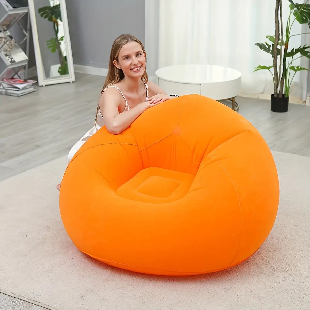 TEMU Inflatable Bean Bag Lazy Sofa- Portable With Air Pump (no Electricity Needed), Lightweight& Easy To Store, Durable Pvc Indoor/outdoor Chair Living Room, Bedroom, Balcony, Patio- thumbnail 2