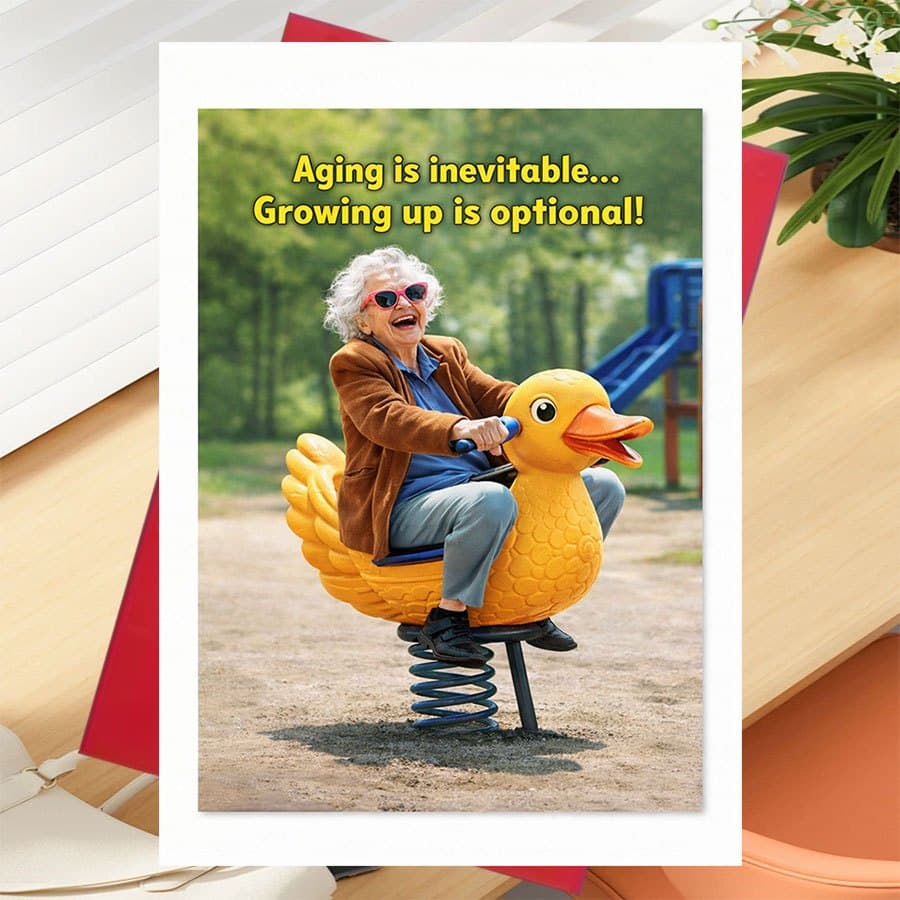 TEMU 1pc Greeting Card With Envelope Suitable For Seniors - Uplifting Message Card "aging Is But Is Optional" For Birthdays,, Milestones - Paper Card For Encouragement Gifts & Daily Positivity