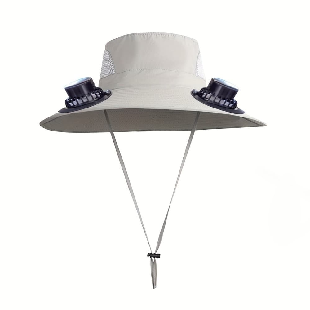 TEMU Outdoor Fishing Sun Protection Hat For Men, Solar-powered Fan With Three-, Usb Charging, Wide Brim Breathable Sun Hat