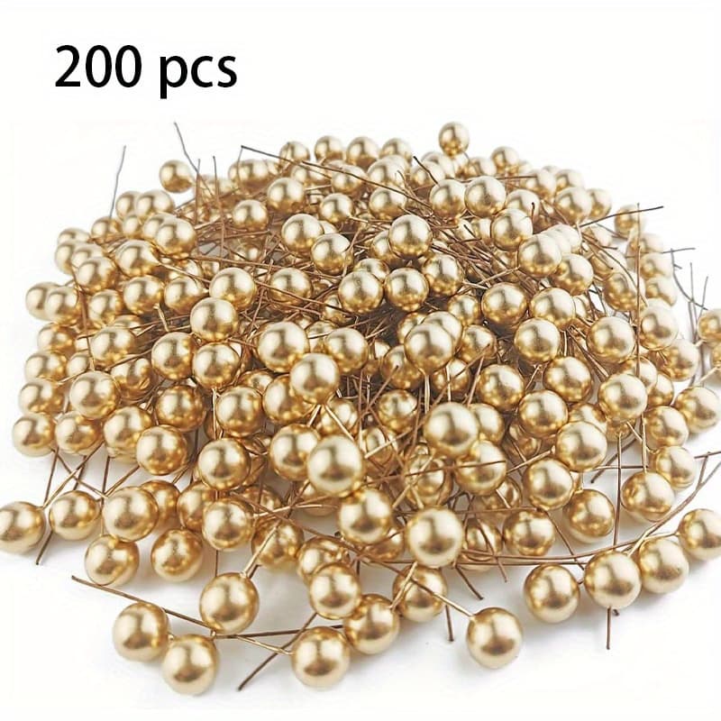 TEMU 200pcs Of Synthetic On Stems, Measuring 12 Mm, Ideal For Decorating Christmas Trees, Wreaths, And For Use In Crafts, Weddings, And Holiday Parties, Suitable For Home And Thanksgiving Decorations
