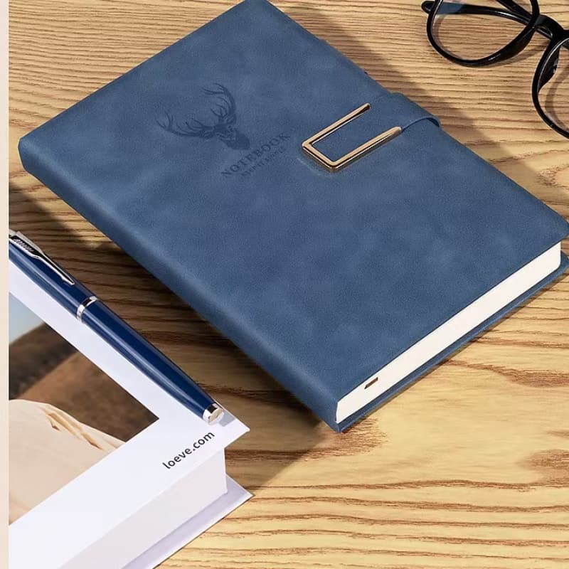 TEMU Retro A5 Leather Notebook With Personalized Soft Cover And Bookmark - Perfect For Business Meetings And