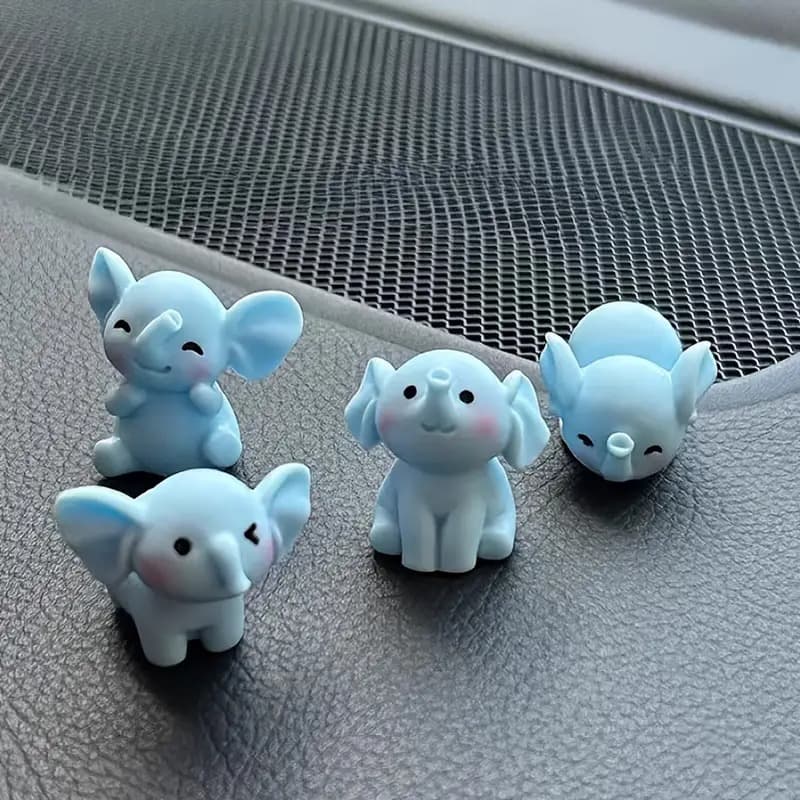 TEMU 8pcs Elephant Miniature Things, Cute Cartoon Dashboard Decorations, Whimsical Anti-snoring Elephant Ornament, Durable Tabletop Center Console Interior Decor, Ideal Car Gift