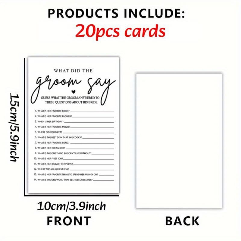 TEMU 20pcs Of "he , " Game Cards For Bridal Showers - A Fun Activity For Weddings And , Ideal For Decorations And Favors, As Well As Wedding Gifts