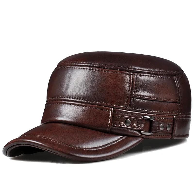 TEMU 2d Flat, Winter Men's Flat Caps Warm Army Military Hat Elegant For Man Baseball British Vintage Cowhide Hat
