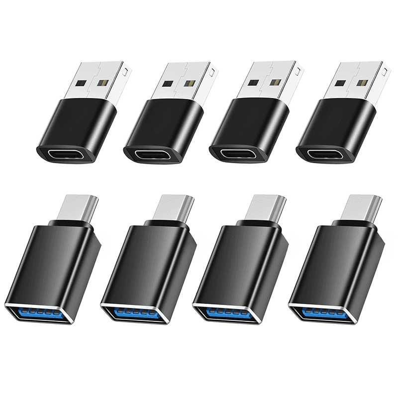 TEMU 8pcs Usbc Adapters, Type C To Usb Adapter, Usbc Male Female Adaptor, C To Usb 3.0 Otg Converter For Iphone 15 14 13, Macbook, Ipad, Charger, Black