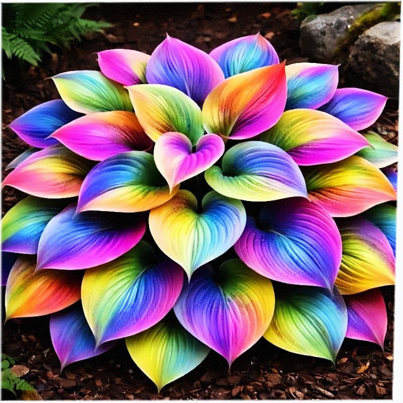 TEMU Multicolor Hosta Plant Diamond Painting, 5d Cross Stitch, Round Diamonds, Home Decor Craft For Living Room