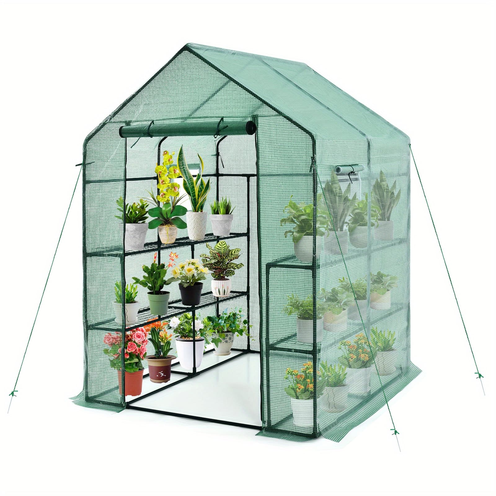 TEMU Costway Walk-in Greenhouse Gardening W/observation Windows 2tier 8 Shelves