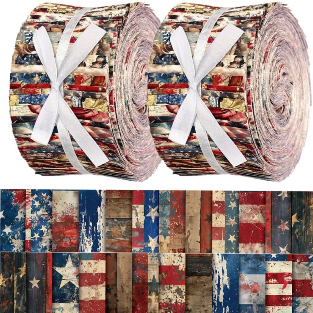 TEMU A Collection Of 40pcs Measuring 6.5 By 50 Cm (2.55 By 19.7 Inches) Featuring A Distressed Design With A Motif, This Set Includes Fabric For Crafts