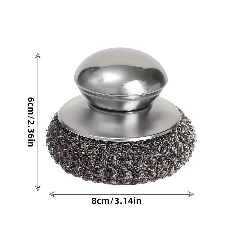 TEMU Stainless Steel Heavy-duty Kitchen Cleaning Brushes, Ergonomic Handle Grip, Suitable For Pots, Pans, And Tableware, Reusable