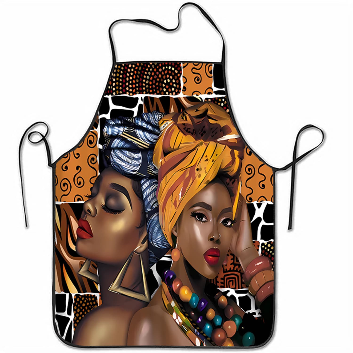TEMU 1pc Of A Colorful Apron Featuring African American Women, Made Of Polyester. This Sleeveless Kitchen And Baking Apron Includes Pockets And Is Lightweight And Durable