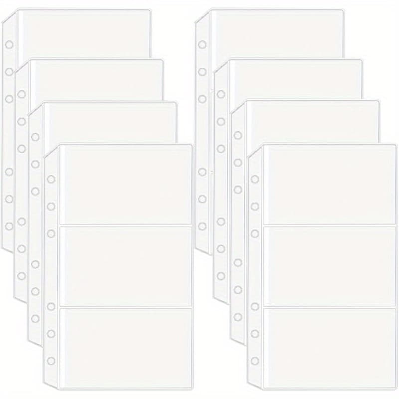 TEMU 10pcs Binder Pockets A6 No Zipper Clear Pvc 3-pocket Cash Budget Envelopes 6-ring Binder Loose Leaf Inserts Bags For Photo Cards Savings Challenge Money Folder Organizer Storage